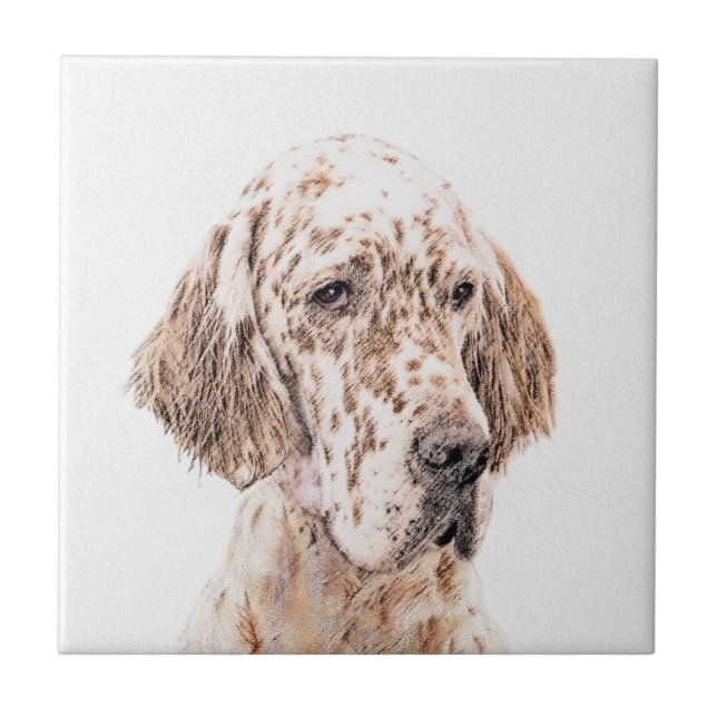 Englischer Setter Orange Belton Malerei Dog Art Fliese (Vorderseite)