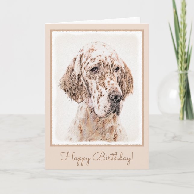 Englischer Setter Orange Belton Malerei Dog Art Karte (Vorderseite)