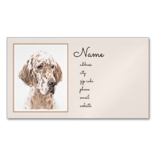 Englischer Setter Orange Belton Malerei Dog Art Magnetische Visitenkarte