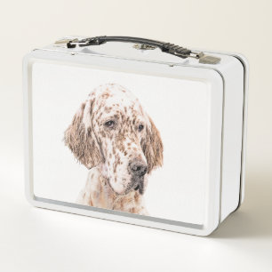 Englischer Setter Orange Belton Malerei Dog Art Metall Brotdose