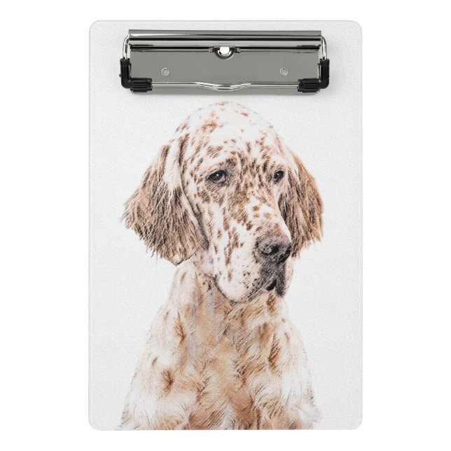 Englischer Setter Orange Belton Malerei Dog Art Mini Klemmbrett (Vorderseite)
