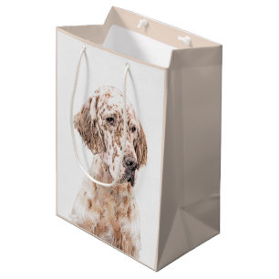 Englischer Setter Orange Belton Malerei Dog Art Mittlere Geschenktüte