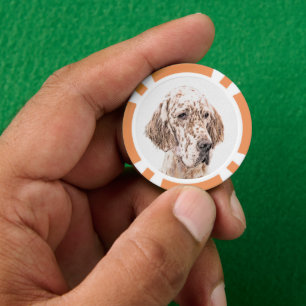 Englischer Setter Orange Belton Malerei Dog Art Pokerchips
