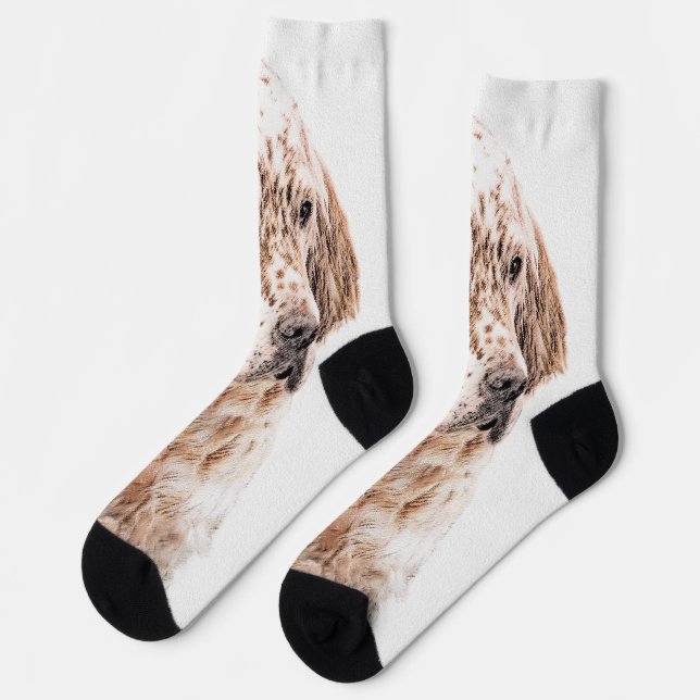 Englischer Setter Orange Belton Malerei Dog Art Socken (Linkes Detail)