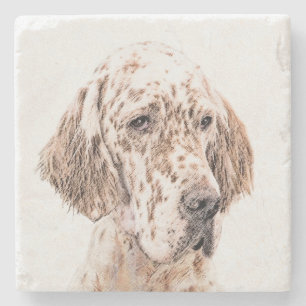 Englischer Setter Orange Belton Malerei Dog Art Steinuntersetzer