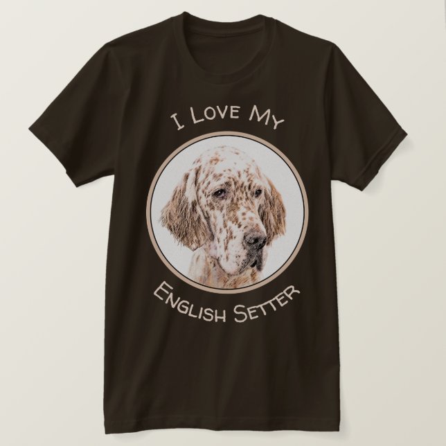 Englischer Setter Orange Belton Malerei Dog Art T-Shirt (Design vorne)