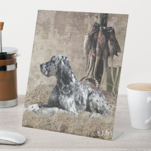 Englischer Setter, Pheasant Jägertester Poster Sockelschild