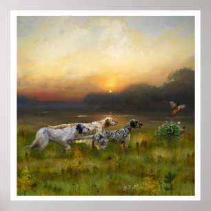 Englischer Setter, Vogeljagd Poster