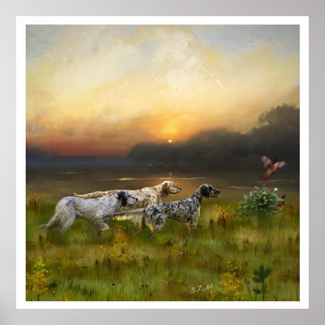 Englischer Setter, Vogeljagd Poster (Vorne)