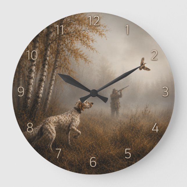 Englischer Setter, Waldschnepfenjagd Große Wanduhr (Vorderseite)