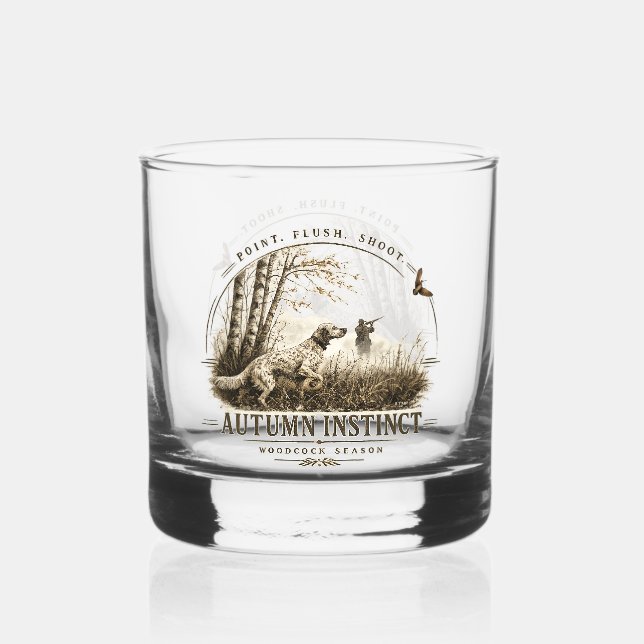 Englischer Setter, Waldschnepfenjagd Whiskyglas (Vorderseite)