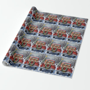 Englischer Setter Weihnachten Rotes Lastwagen Urla Geschenkpapier