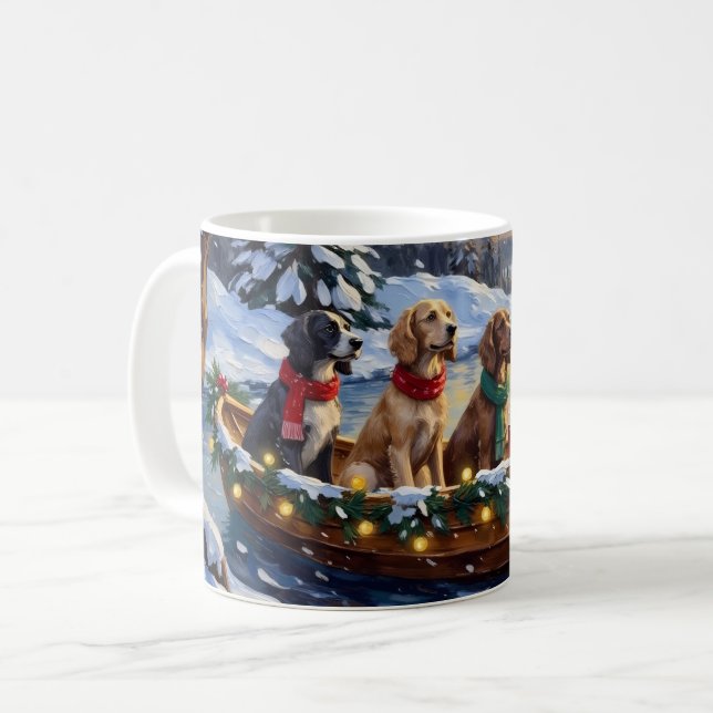 Englischer Setter Weihnachtsboot Urlaub Kaffeetasse (Vorderseite Links)