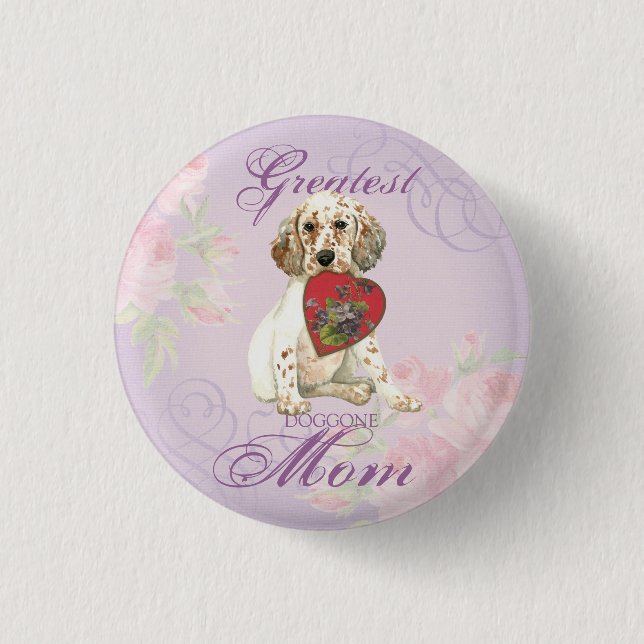 Englischer Setzer-Herz-Mama Button (Vorderseite)