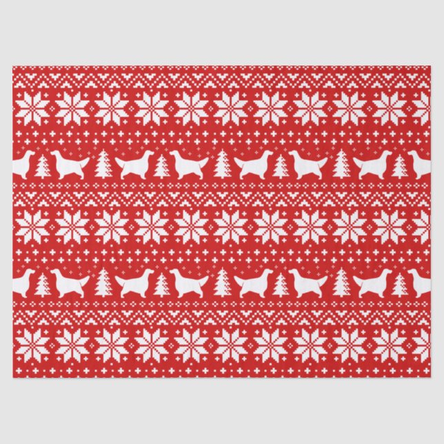 Englischer Setzer-Silhouette-Weihnachtsmuster-Rot Seidenpapier (Vorderseite)