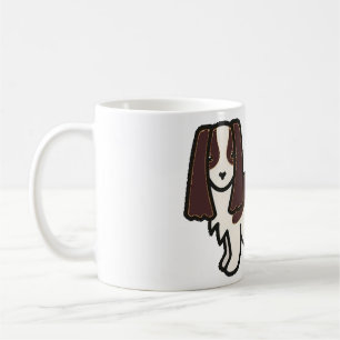 englischer Spanleber und weißer Cartoon Kaffeetasse