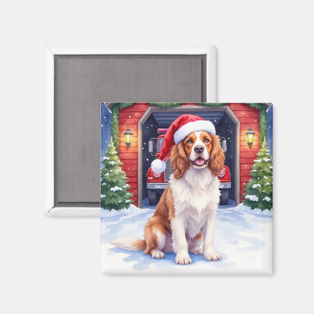 Englischer Springer Spaniel Feuerwehr Santa Magnet (Vorderseite/Rückseite)