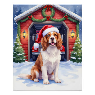 Englischer Springer Spaniel Feuerwehr Santa Poster