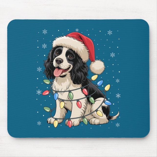 Englischer Springer Spaniel Hund Weihnachtsbaum Li Mousepad (Vorne)