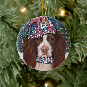 ENGLISCHER SPRINGER SPANIEL KERAMIK ORNAMENT