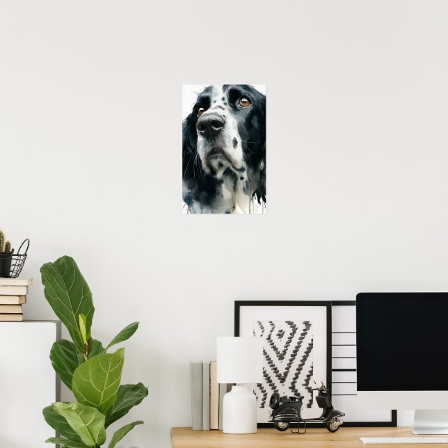 Englischer Springer Spaniel-Porträt mit Ticking Poster (Heimbüro)