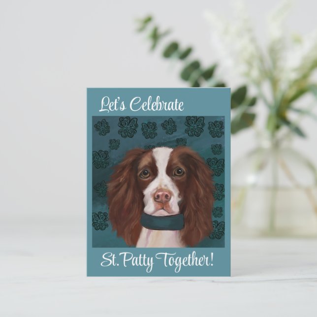 Englischer Springer Spaniel Postkarte (Stehend Vorderseite)