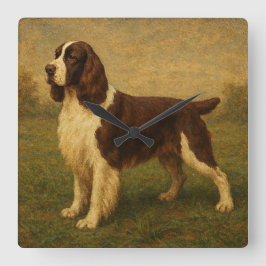 Englischer Springer Spaniel Quadratische Wanduhr