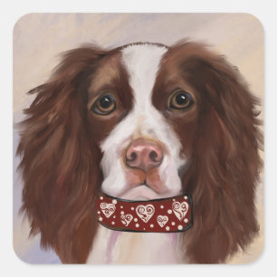 ENGLISCHER SPRINGER SPANIEL QUADRATISCHER AUFKLEBER