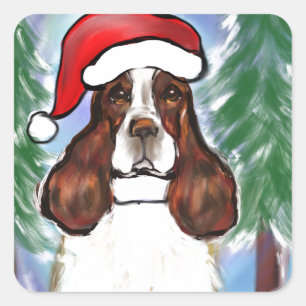 ENGLISCHER SPRINGER SPANIEL QUADRATISCHER AUFKLEBER