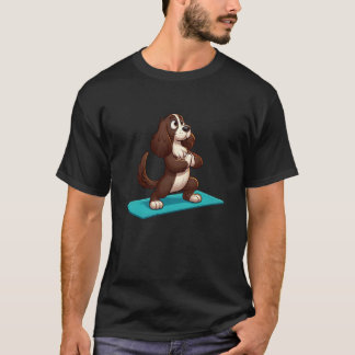Englischer Springer Spaniel Yoga Hund Lustige Medi T-Shirt