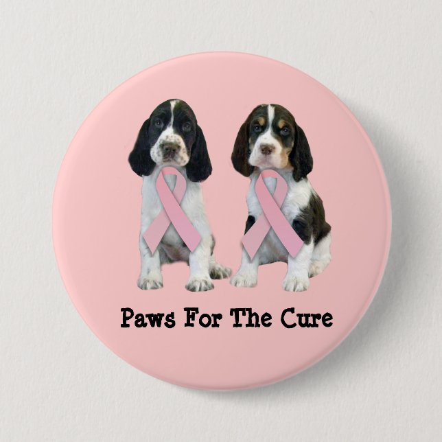 Englischer Springerspaniel-Brustkrebs-Knopf Button (Vorderseite)