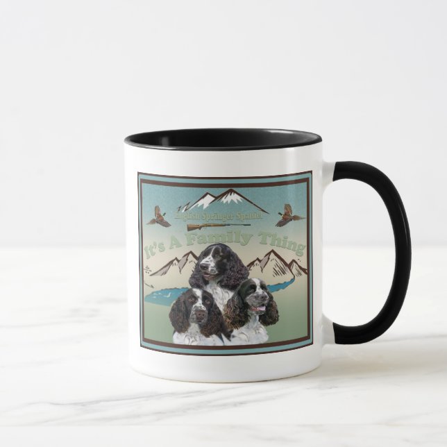 Englischer SpringerSpaniel ganz über Familie Tasse (Rechts)