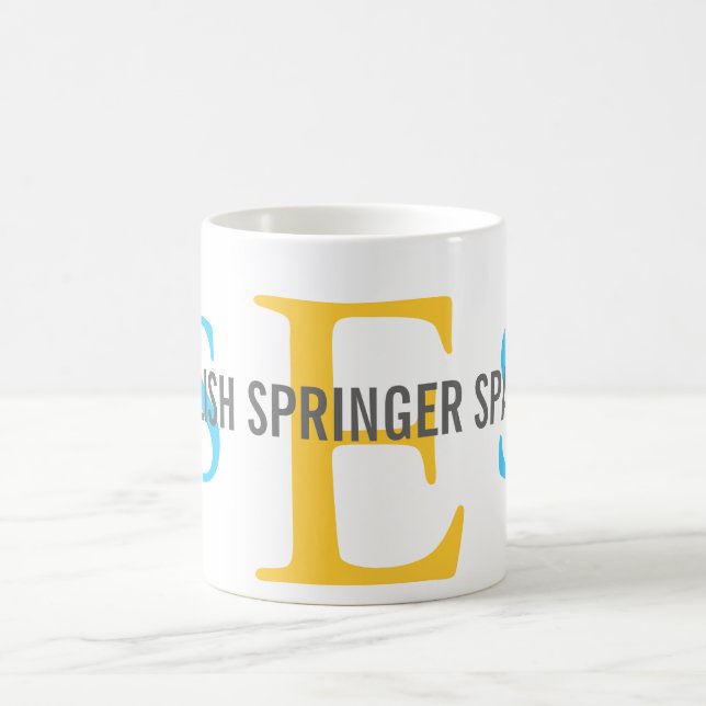 Englischer Springerspaniel-Monogramm-Entwurf Kaffeetasse (Mittel)