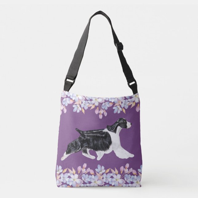 Englischer Springerspaniel-Tasche/Tasche - lila Tragetaschen Mit Langen Trägern (Vorderseite)