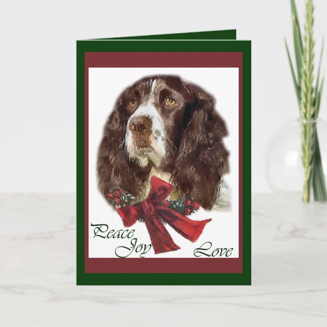 Englischer Springerspaniel-Weihnachtsgeschenke Feiertagskarte (Vorderseite)
