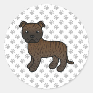 Englischer Staffordshire-Bullterrier-Hund mit Tige Runder Aufkleber