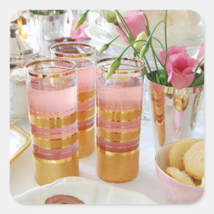 Englischer Tee-Rosa-Limonade-Aufkleber Quadratischer Aufkleber