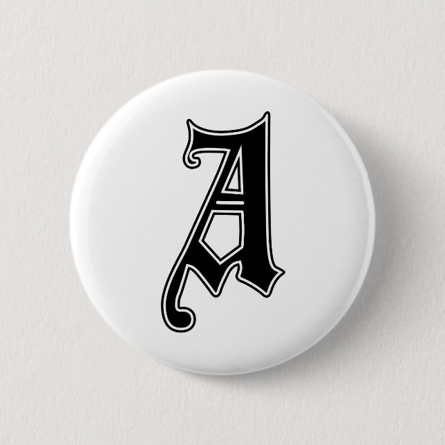 Englischer Text Gothic Monogramm Buchstabe A Button (Vorderseite)