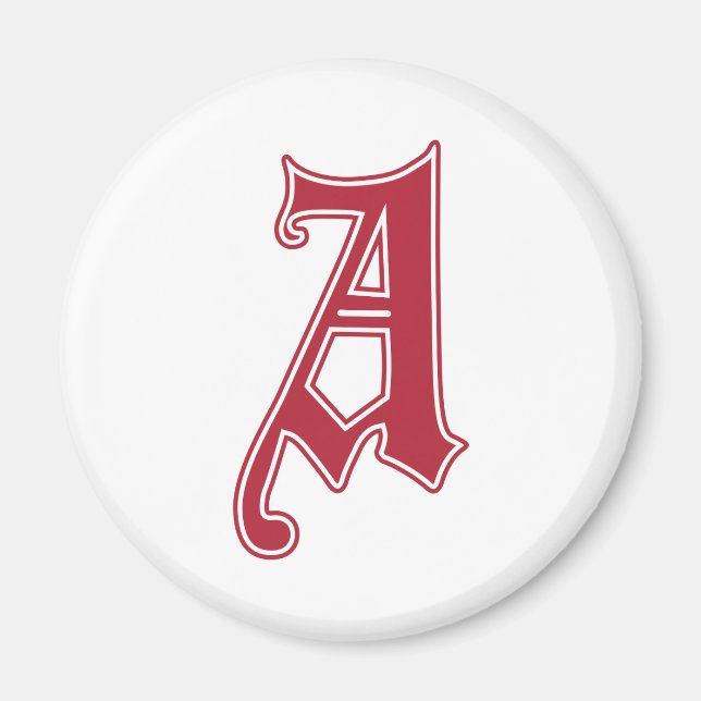 Englischer Text Gothic Monogramm Buchstabe A Magnet (Vorne)