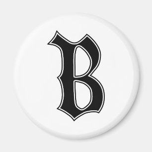 englischer Text gotischer Monogrammbuchstabe B Magnet