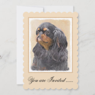 Englischer Toy Spaniel Malerei Original Tier Kunst Einladung