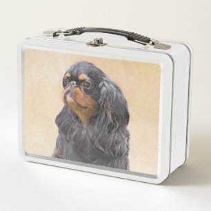 Englischer Toy Spaniel Malerei Original Tier Kunst Metall Brotdose