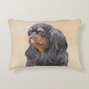 Englischer Toy Spaniel Malerei Original Tierkunst Dekokissen
