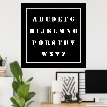 Englisches Alphabet Diagramm Weiß auf Blackboard,