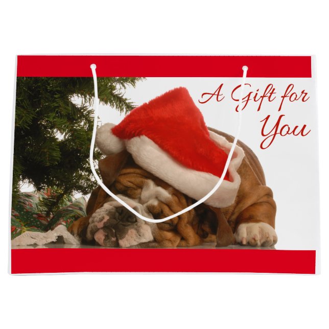 Englisches Bulldogge Snoozing große Große Geschenktüte (Vorderseite)