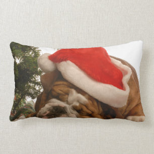 Englisches Bulldogge Snoozing Weihnachtskissen Lendenkissen