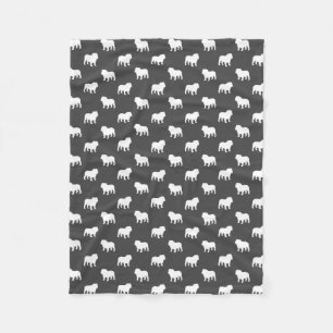 Englisches Bulldoggen-Silhouette-Muster-Grau und Fleecedecke