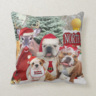 Englisches Bulldoggen-Winter-Spaß-Kissen Kissen