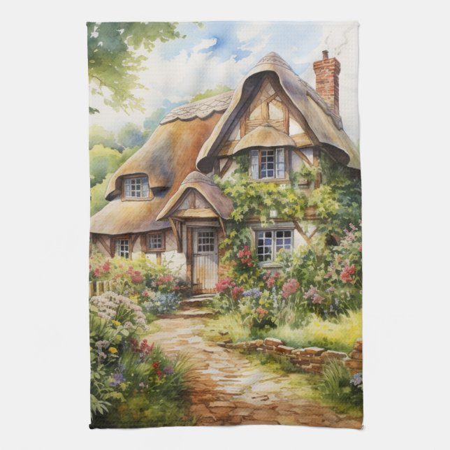 Englisches Cottage Geschirrtuch (Vertikal)