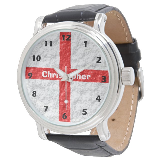 Englisches Flaggen-Design Armbanduhr (Schrägansicht)